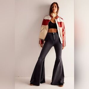 Free People Just Float On Flare Jeans in Washed Black